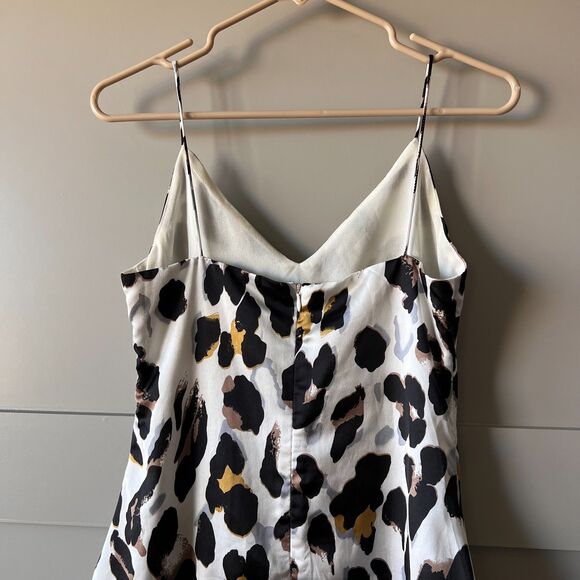 Revolve Super Down Slip Dress Women White Black Small Animal Print V Neck Lined - Picture 5 of 16